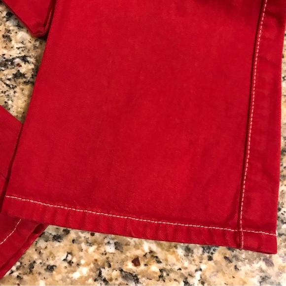 🦌VINTAGE RARE Abercrombie & Fitch Red Cropped Jeans - Picture 4 of 9